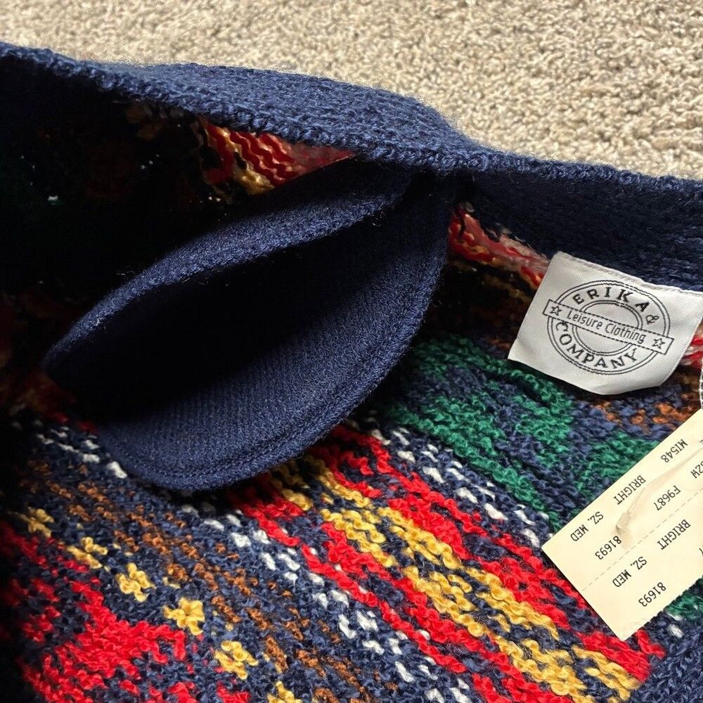 Erika & Company 90s Grandmacore Cardigan Medium Navy Granny Cottagecore NWT - Picture 5 of 8